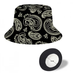 Harlow & Lloyd Black & Bone Paisley Bucket Hat Accessories