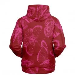 Subliminator Red Fuchsia Butterflies Unisex Hoodie