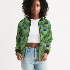 Harlow & Lloyd Jackets Stunning Peacock Women's Bomber Jacket 12 Harlow & Lloyd Jackets Stunning Peacock Women's Bomber Jacket
