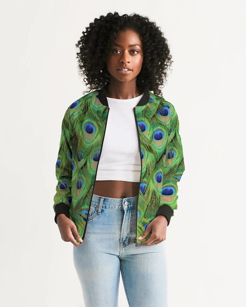 Harlow & Lloyd Jackets Stunning Peacock Women's Bomber Jacket 5 Harlow & Lloyd Jackets Stunning Peacock Women's Bomber Jacket