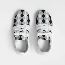 Harlow & Lloyd Harlequin Check Concrete Black & White Men's Sneakers Shoes