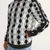 Harlow & Lloyd Harlequin Check Concrete Black And White Men's Stripe-Sleeve Track Jacket