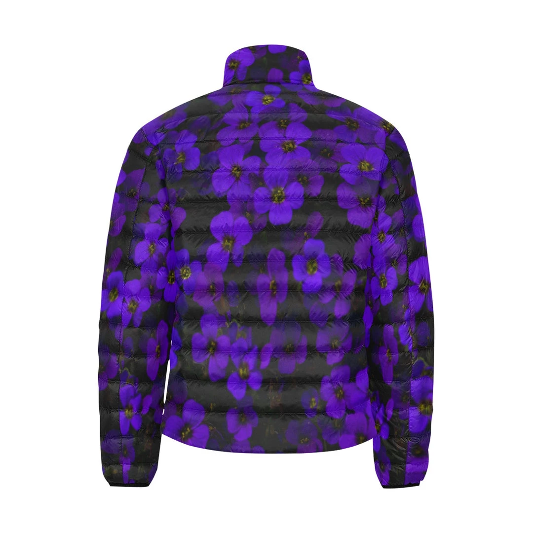 Harlow & Lloyd Midnight Purple Flower Men's Lightweight Puffer Jacket Jackets 4 Harlow & Lloyd Midnight Purple Flower Men's Lightweight Puffer Jacket Jackets
