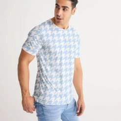 Harlow & Lloyd T Shirts & Tanks Baby Blue Large Houndstooth Men's Tee