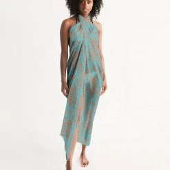 Harlow & Lloyd Vintage Motif Orange & Blue Swim Cover Up Women