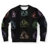 Subliminator Neon Buddhas Black Unisex Fleece Sweatshirt Sweatshirts & Pullovers