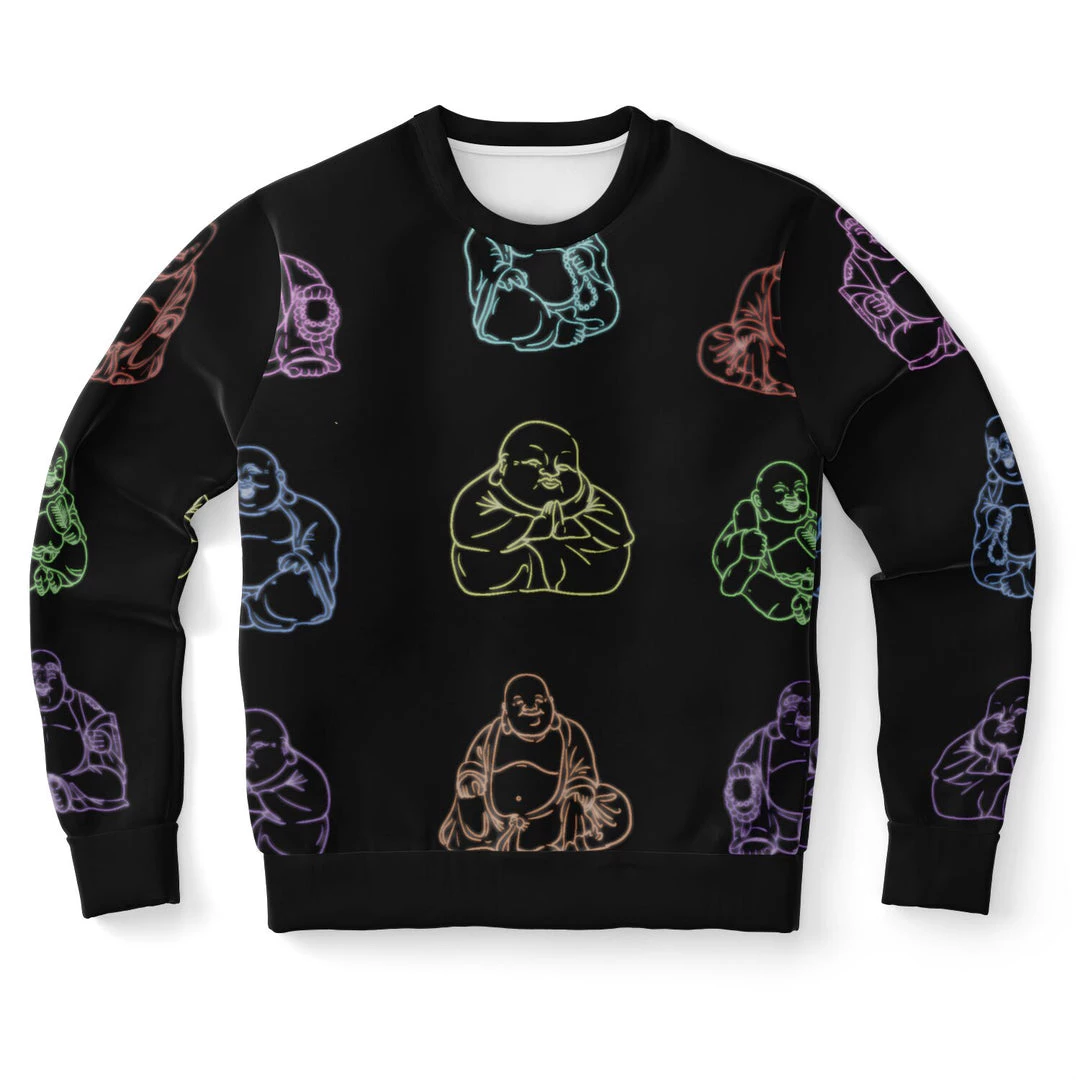 Subliminator Neon Buddhas Black Unisex Fleece Sweatshirt Sweatshirts & Pullovers 3 Subliminator Neon Buddhas Black Unisex Fleece Sweatshirt Sweatshirts & Pullovers