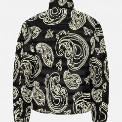 Harlow & Lloyd Black & Bone Paisley Mens Lightweight Puffer Jacket Jackets