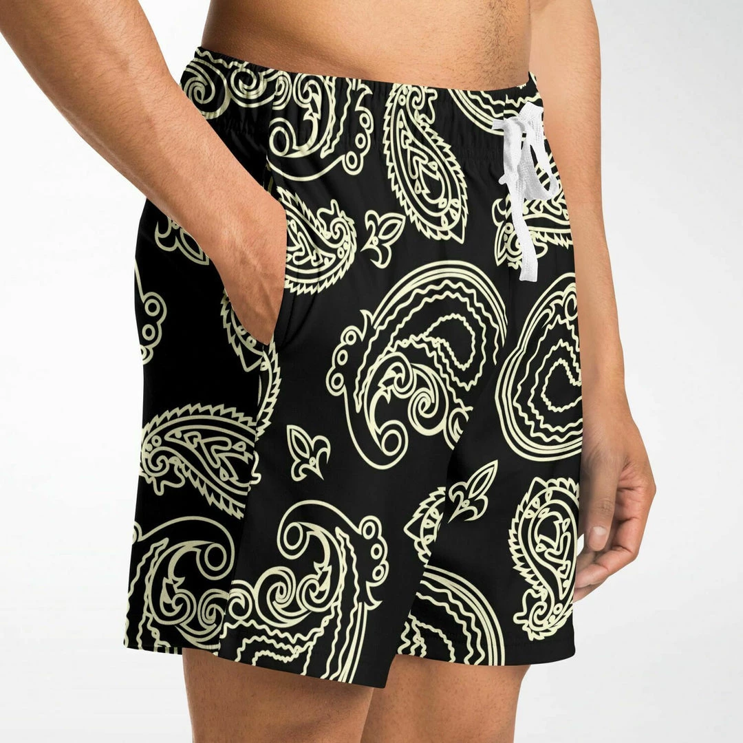 Subliminator Black & Bone Paisley Fleece Shorts 8 Subliminator Black & Bone Paisley Fleece Shorts