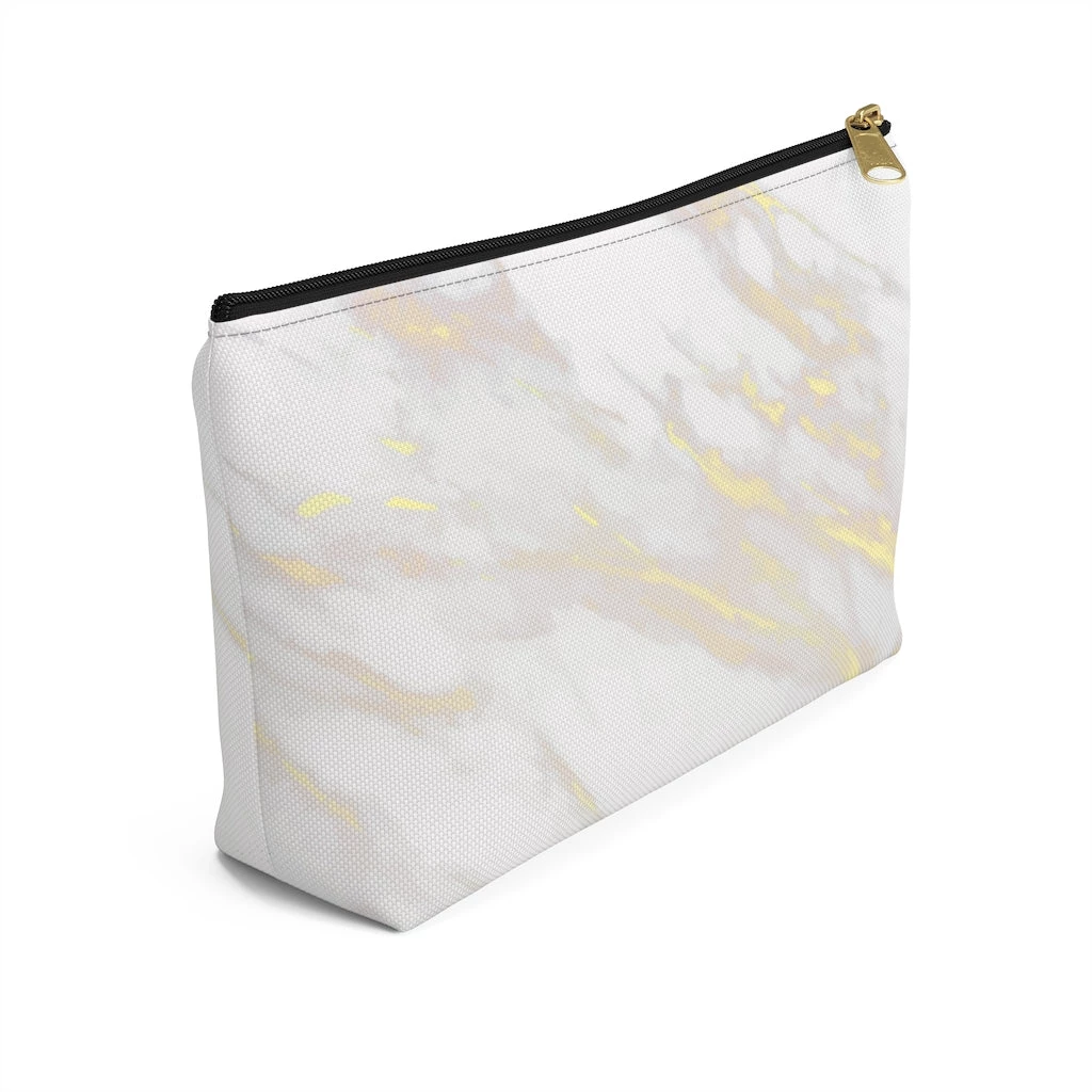 Harlow & Lloyd Personalized Cosmetic Bag / Accessory Pouch In White Marble & Gold Bags 11 Harlow & Lloyd Personalized Cosmetic Bag / Accessory Pouch In White Marble & Gold Bags