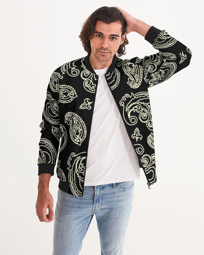 Harlow & Lloyd Black & Bone Paisley Men's Bomber Jacket Jackets 7 Harlow & Lloyd Black & Bone Paisley Men's Bomber Jacket Jackets