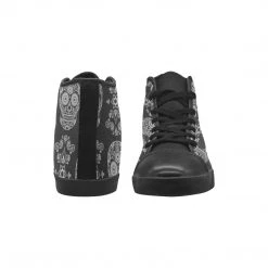 Harlow & Lloyd Black Skull Paisley Men's High Top Shoes