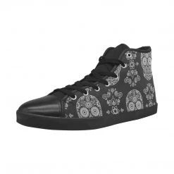 Harlow & Lloyd Black Skull Paisley Men's High Top Shoes
