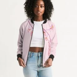 Harlow & Lloyd Pink Cherry Blossom Women's Bomber Jacket Jackets