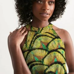 Harlow & Lloyd Vivid Peacock Women's Halter Dress