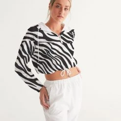 Harlow & Lloyd Zebra Print Women's Cropped Windbreaker Jackets