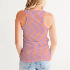 Harlow & Lloyd Peach & Orchid Striped Women's Tank T Shirts & Tanks