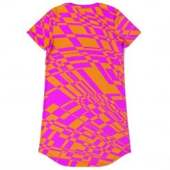 Subliminator T Shirts & Tanks Fuchsia & Orange Warp T Shirt Dress
