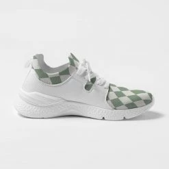 Harlow & Lloyd Sage Diamond Check Men's Fly-Knit Sneaker Shoes