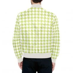 Harlow & Lloyd Lime Houndstooth Quilted Bomber Jacket 8 Harlow & Lloyd Lime Houndstooth Quilted Bomber Jacket