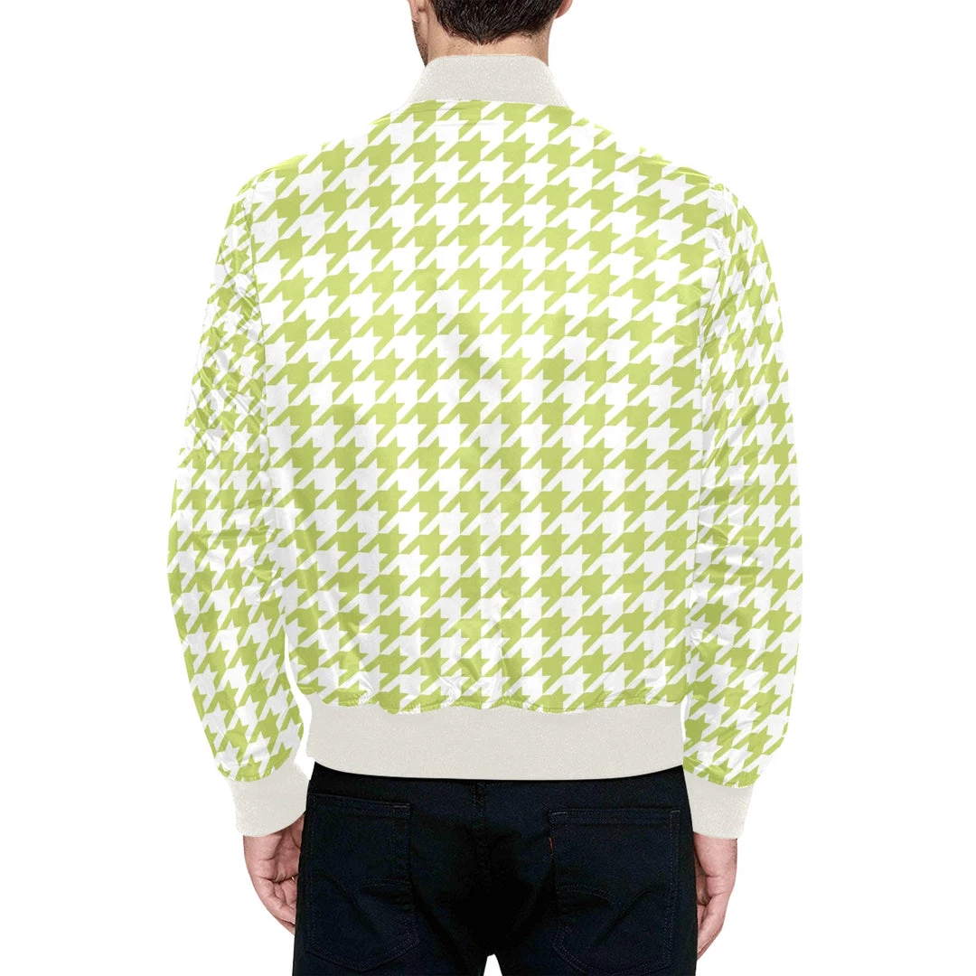Harlow & Lloyd Lime Houndstooth Quilted Bomber Jacket 5 Harlow & Lloyd Lime Houndstooth Quilted Bomber Jacket