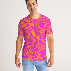 Harlow & Lloyd Fuchsia & Orange Warp Men's Tee