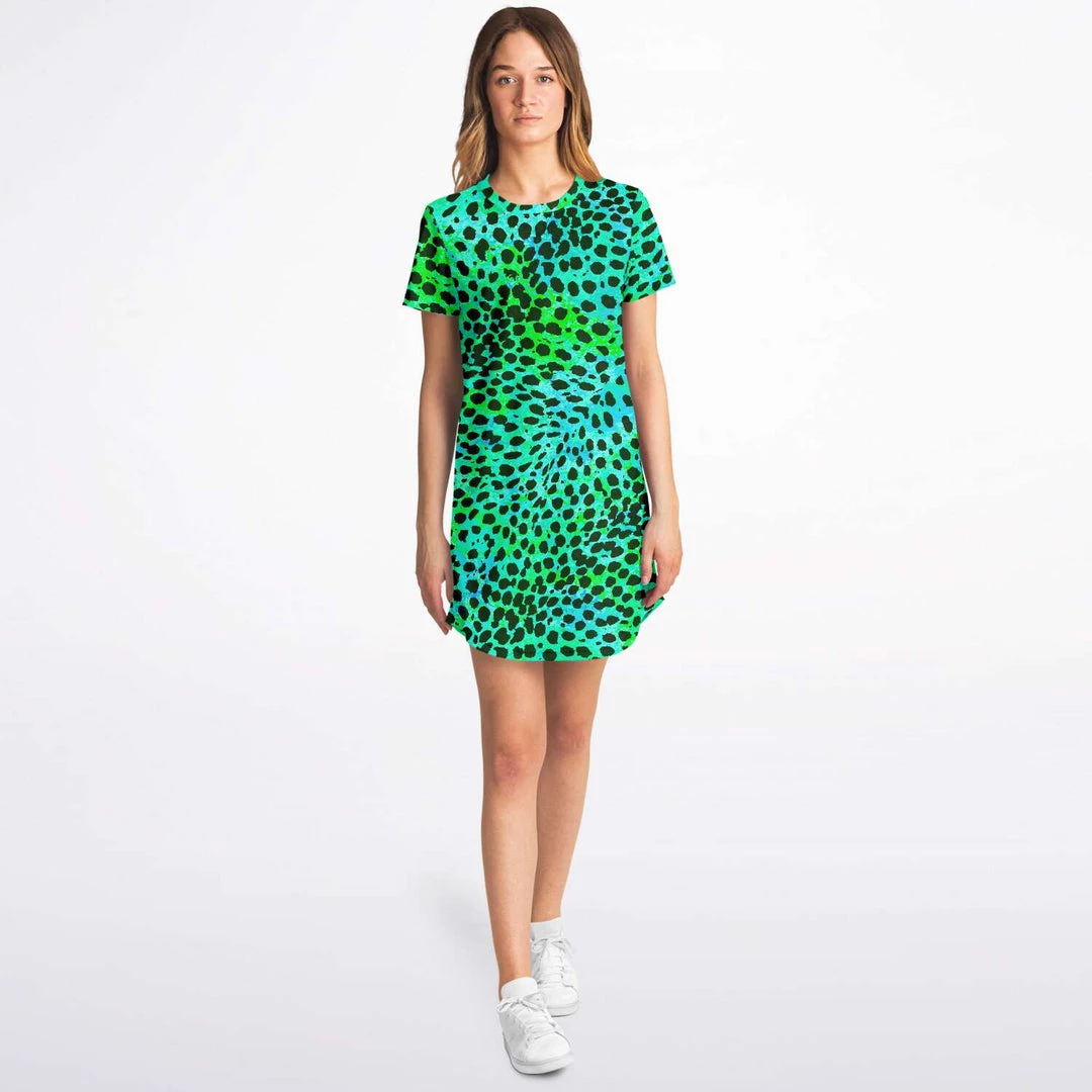 Subliminator Neon Green Leopard T Shirt Dress 6 Subliminator Neon Green Leopard T Shirt Dress