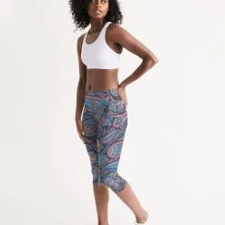 Harlow & Lloyd Perfect Paisley Women's Mid-Rise Capri Leggings 9 Harlow & Lloyd Perfect Paisley Women's Mid-Rise Capri Leggings