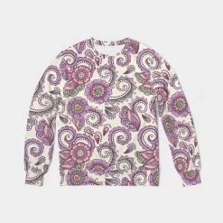 Harlow & Lloyd Purple Cream Paisley Men's French Terry Pullover Sweatshirt Sweatshirts & Pullovers