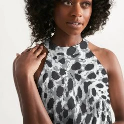 Harlow & Lloyd Black & White Leopard Women's Halter Dress