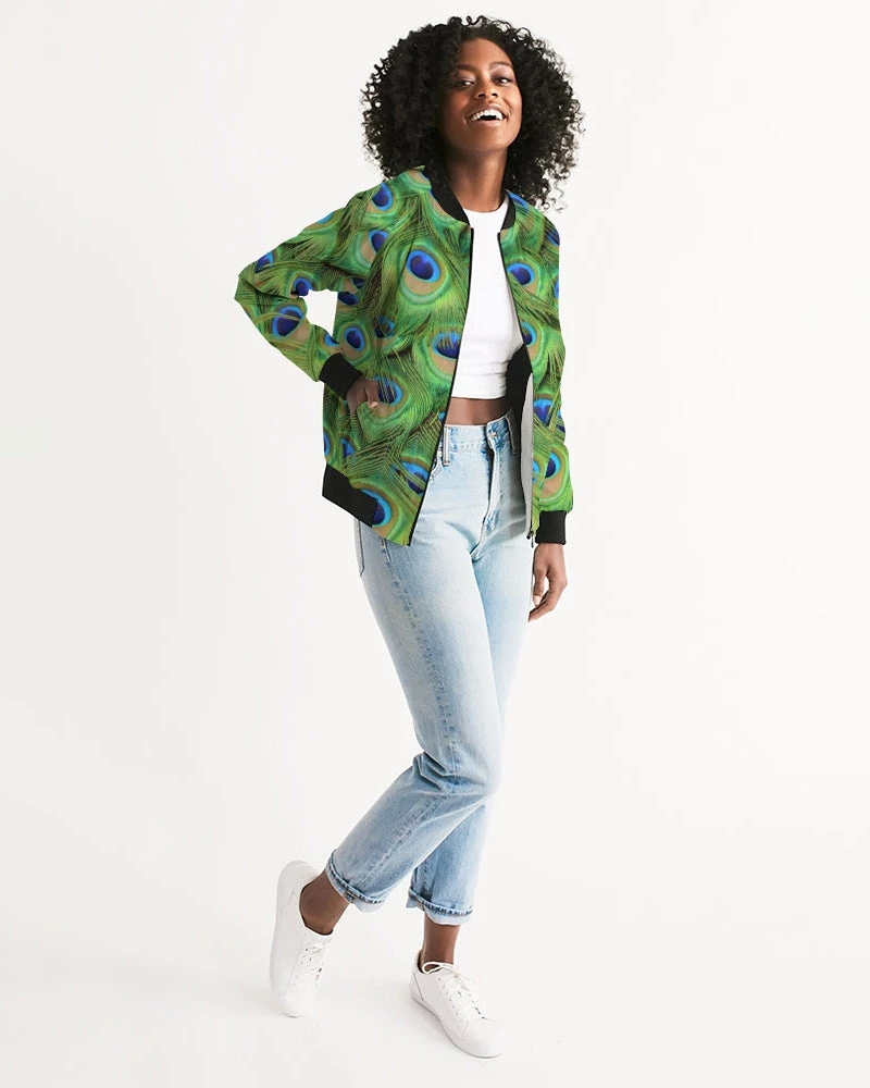 Harlow & Lloyd Jackets Stunning Peacock Women's Bomber Jacket 3 Harlow & Lloyd Jackets Stunning Peacock Women's Bomber Jacket