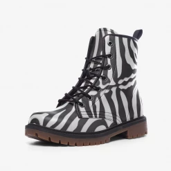 Harlow & Lloyd White Tiger Stripe Lace Up Boots Shoes