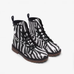Harlow & Lloyd White Tiger Stripe Lace Up Boots Shoes