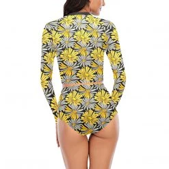 Harlow & Lloyd Yellow Pop Floral Long Sleeve Swimsuit Set Women 8 Harlow & Lloyd Yellow Pop Floral Long Sleeve Swimsuit Set Women
