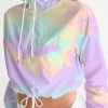 Harlow & Lloyd Lilac Mint Tie Dye Women's Cropped Windbreaker Jackets 1 Harlow & Lloyd Lilac Mint Tie Dye Women's Cropped Windbreaker Jackets