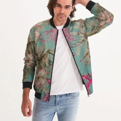Harlow & Lloyd Jackets Vintage Bird & Tropical Palm Men's Bomber Jacket