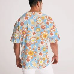 Harlow & Lloyd Blue Blooming Mod Floral Men's Premium Heavyweight Tee