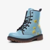 Harlow & Lloyd Yellow Flower & Sky Blue Lace Up Boots Shoes