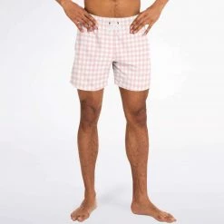 Subliminator Swimwear Pale Pink Gingham Check Swim Shorts 14 Subliminator Swimwear Pale Pink Gingham Check Swim Shorts