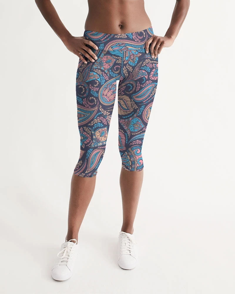 Harlow & Lloyd Perfect Paisley Women's Mid-Rise Capri Leggings 3 Harlow & Lloyd Perfect Paisley Women's Mid-Rise Capri Leggings