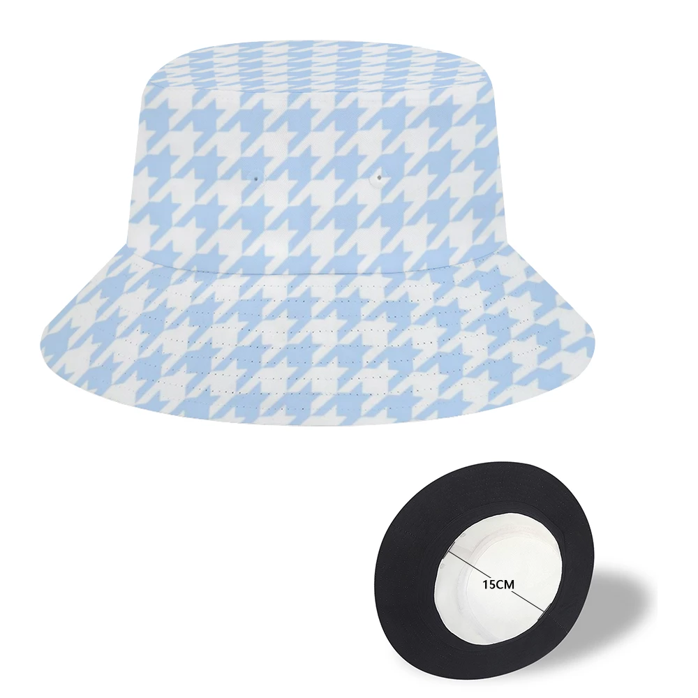ThisNew Accessories Pale Blue Houndstooth Bucket Hat 4 ThisNew Accessories Pale Blue Houndstooth Bucket Hat