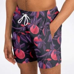 Subliminator Men Fruit Tree Swim Shorts In Red/Charcoal 23 Subliminator Men Fruit Tree Swim Shorts In Red/Charcoal