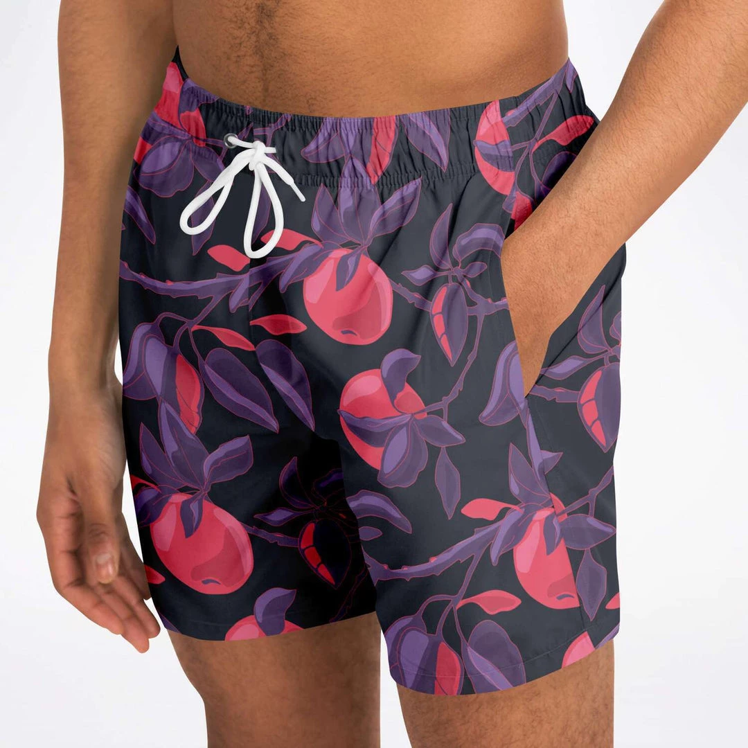 Subliminator Men Fruit Tree Swim Shorts In Red/Charcoal 13 Subliminator Men Fruit Tree Swim Shorts In Red/Charcoal