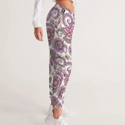 Harlow & Lloyd Purple Cream Paisley Lightweight Women's Track Pants Pants & Joggers