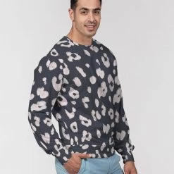 Harlow & Lloyd Sweatshirts & Pullovers Charcoal Vanilla Leopard Print Men's French Terry Pullover Sweatshirt