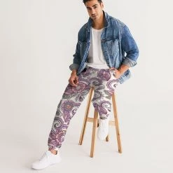 Harlow & Lloyd Purple Cream Paisley Men's Lightweight Track Pants