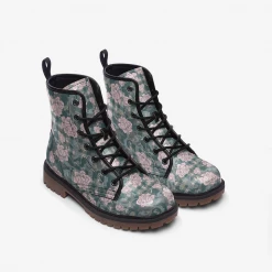 Harlow & Lloyd Baroque Floral Plaid Lace Up Boots Shoes