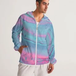 Harlow & Lloyd Jackets Marshmallow Marbled Men's Hooded Windbreaker