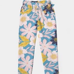 Harlow & Lloyd Blue Frisky Floral Women's Belted Tapered Pants Pants & Joggers