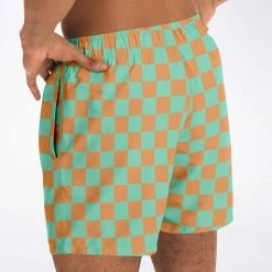 Subliminator Men Green & Orange Check Swim Shorts 22 Subliminator Men Green & Orange Check Swim Shorts